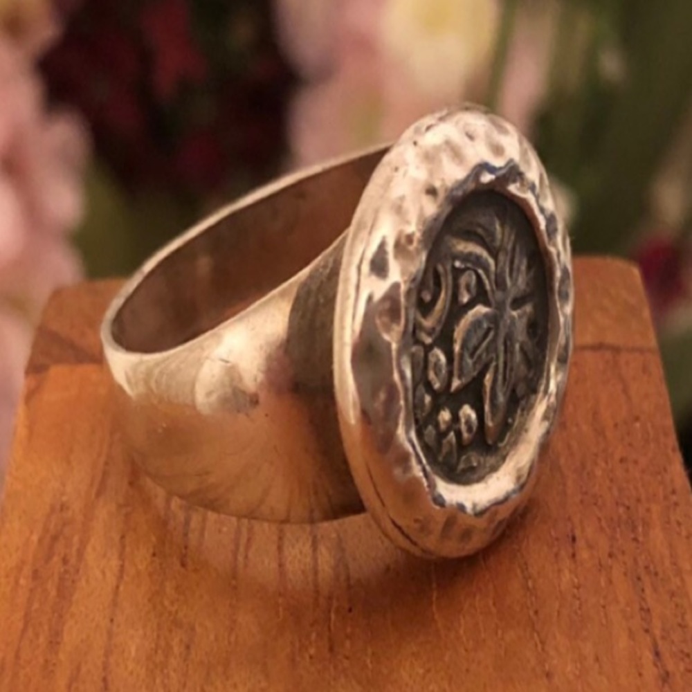 Rare Vintage Silpada Sterling Silver Coin Leaf Ring R1105 Size 8